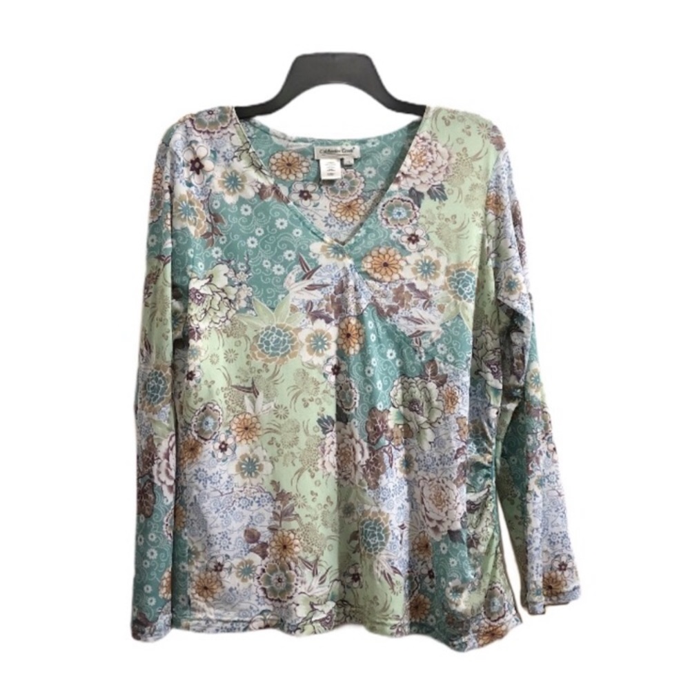 Coldwater Creek Green Floral Print Women’s Top 1X